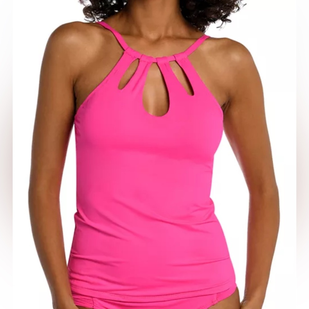 La Blanca Island Goddess Underwire Keyhole Cutout High Neck Tankini Top